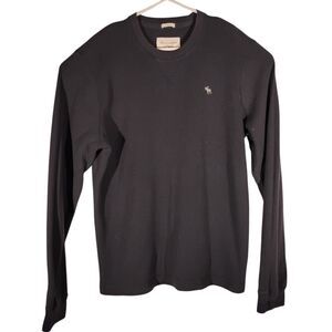 Abercrombie & Fitch vintage thermal tshirt mens 2XL XXL navy blue waffle knit